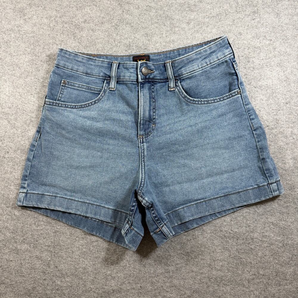 Lee Denim Shorts Womens 8 Light Wash High Rise Stretch 5 Pocket Casual Jeans